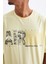 Sarı Air Baskılı O Yaka Erkek Oversize T-Shirt - 88097 3