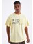 Sarı Air Baskılı O Yaka Erkek Oversize T-Shirt - 88097 4