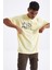 Sarı Air Baskılı O Yaka Erkek Oversize T-Shirt - 88097 6