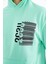 Su Yeşili Kapüşonlu Baskılı Kanguru Cepli Oversize Erkek T-shirt - 88196 3