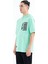 Su Yeşili Kapüşonlu Baskılı Kanguru Cepli Oversize Erkek T-shirt - 88196 6