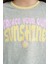 Gri Melanj Renkli Yazı Baskılı O Yaka Oversize Kısa Kollu Kız Çocuk T-Shirt - 75111 3
