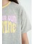 Gri Melanj Renkli Yazı Baskılı O Yaka Oversize Kısa Kollu Kız Çocuk T-Shirt - 75111 5