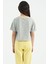 Gri Melanj Renkli Yazı Baskılı O Yaka Oversize Kısa Kollu Kız Çocuk T-Shirt - 75111 8
