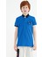 Saks Kol Ucu Renkli Logo Nakışlı Standart Kalıp Polo Yaka Erkek Çocuk T-Shirt - 11138 1