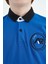 Saks Kol Ucu Renkli Logo Nakışlı Standart Kalıp Polo Yaka Erkek Çocuk T-Shirt - 11138 3