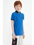 Saks Kol Ucu Renkli Logo Nakışlı Standart Kalıp Polo Yaka Erkek Çocuk T-Shirt - 11138 6