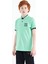 Su Yeşili Yakası Renk Bloklu Baskı Detaylı Standart Kalıp Erkek Çocuk T-Shirt - 11111 5