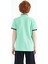 Su Yeşili Yakası Renk Bloklu Baskı Detaylı Standart Kalıp Erkek Çocuk T-Shirt - 11111 7