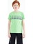 Neon Yeşil Yazı Baskılı O Yaka Standart Kalıp Erkek Çocuk T-Shirt - 11149 1
