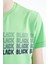 Neon Yeşil Yazı Baskılı O Yaka Standart Kalıp Erkek Çocuk T-Shirt - 11149 3