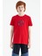 Kırmızı Nakış İşleme Detaylı O Yaka Standart Kalıp Erkek Çocuk T-Shirt - 11115 1