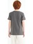 Koyu Gri Nakış İşleme Detaylı O Yaka Standart Kalıp Erkek Çocuk T-Shirt - 11115 6