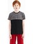 Siyah Yazı Baskılı Renk Bloklu Standart Kalıp O Yaka Erkek Çocuk T-Shirt - 11134 1