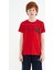 Kırmızı Baskı Detaylı Standart Kalıp O Yaka Erkek Çocuk T-Shirt - 11133 1