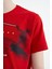 Kırmızı Baskı Detaylı Standart Kalıp O Yaka Erkek Çocuk T-Shirt - 11133 3