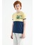 Sarı Baskı Detaylı Renk Bloklu Standart Kalıp O Yaka Erkek Çocuk T-Shirt - 11107 5