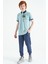 Açık Mavi Baskılı Cep Detaylı Standart Kalıp Polo Yaka Erkek Çocuk T-Shirt - 11144 5