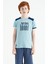 Açık Mavi Baskı Detaylı O Yaka Standart Kalıp Erkek Çocuk T-Shirt - 11157 1