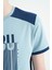 Açık Mavi Baskı Detaylı O Yaka Standart Kalıp Erkek Çocuk T-Shirt - 11157 3