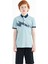 Açık Mavi Baskı Detaylı Standart Kalıp Polo Yaka Erkek Çocuk T-Shirt - 11154 1