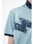 Açık Mavi Baskı Detaylı Standart Kalıp Polo Yaka Erkek Çocuk T-Shirt - 11154 5