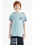 Açık Mavi Omuz Baskı Detaylı Standart Kalıp O Yaka Erkek Çocuk T-Shirt - 11121 1