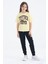 Sarı Ayıcık Baskılı O Yaka Oversize Kısa Kol Kız Çocuk T-Shirt - 75116 1
