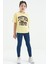 Sarı Ayıcık Baskılı O Yaka Oversize Kısa Kol Kız Çocuk T-Shirt - 75116 5