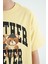 Sarı Ayıcık Baskılı O Yaka Oversize Kısa Kol Kız Çocuk T-Shirt - 75116 6