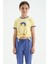 Sarı Baskı Detaylı O Yaka Çok Renkli Bağlama Detaylı Kız Çocuk T-Shirt - 75113 1