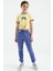 Sarı Baskı Detaylı O Yaka Çok Renkli Bağlama Detaylı Kız Çocuk T-Shirt - 75113 8