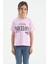 Pembe O Yaka Yazı Baskılı Düşük Omuz Oversize Kız Çocuk T-Shirt - 75115 1