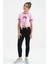 Pembe Baskı Detaylı O Yaka Çok Renkli Bağlama Detaylı Kız Çocuk T-Shirt - 75113 4