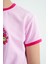 Pembe Baskı Detaylı O Yaka Çok Renkli Bağlama Detaylı Kız Çocuk T-Shirt - 75113 5