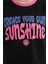 Siyah Renkli Yazı Baskılı O Yaka Oversize Kısa Kollu Kız Çocuk T-Shirt - 75111 3