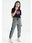 Siyah Renkli Yazı Baskılı O Yaka Oversize Kısa Kollu Kız Çocuk T-Shirt - 75111 4