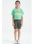 Su Yeşili Renkli Yazı Baskılı O Yaka Oversize Kısa Kollu Kız Çocuk T-Shirt - 75111 2