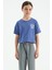Açık Eflatun Ön Arka Baskılı O Yaka Düşük Omuz Oversize Kısa Kollu Kız Çocuk T-Shirt - 75126 1