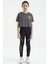 Koyu Gri Ön Arka Baskılı O Yaka Düşük Omuz Oversize Kısa Kollu Kız Çocuk T-Shirt - 75126 2
