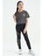 Koyu Gri Ön Arka Baskılı O Yaka Düşük Omuz Oversize Kısa Kollu Kız Çocuk T-Shirt - 75126 7
