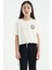 Ekru Ön Arka Baskılı O Yaka Düşük Omuz Oversize Kısa Kollu Kız Çocuk T-Shirt - 75126 1