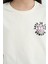 Ekru Ön Arka Baskılı O Yaka Düşük Omuz Oversize Kısa Kollu Kız Çocuk T-Shirt - 75126 3