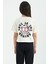 Ekru Ön Arka Baskılı O Yaka Düşük Omuz Oversize Kısa Kollu Kız Çocuk T-Shirt - 75126 8