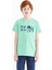 Su Yeşili Ön Yazı Nakışlı O Yaka Standart Kalıp Erkek Çocuk T-Shirt - 11118 1