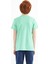 Su Yeşili Ön Yazı Nakışlı O Yaka Standart Kalıp Erkek Çocuk T-Shirt - 11118 8