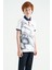 Beyaz Baskı Detaylı Standart Kalıp Polo Yaka Erkek Çocuk T-Shirt - 11165 4