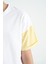 Beyaz Yazı Baskılı O Yaka Düşük Omuzlu Oversize Kız Çocuk T-Shirt - 75130 6