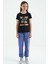 Siyah Renkli Yazı Detaylı O Yaka Rahat Form Kız Çocuk T-Shirt - 75109 2