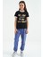 Siyah Renkli Yazı Detaylı O Yaka Rahat Form Kız Çocuk T-Shirt - 75109 4